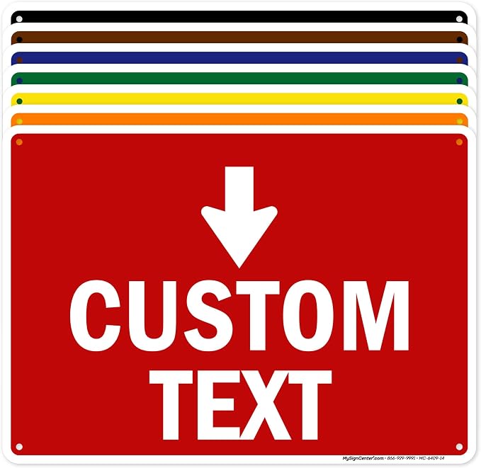 Custom Arrow, Custom Directional Sign, Down Arrow, 10x14 Inches, Rust Free .040 by MySignCenter