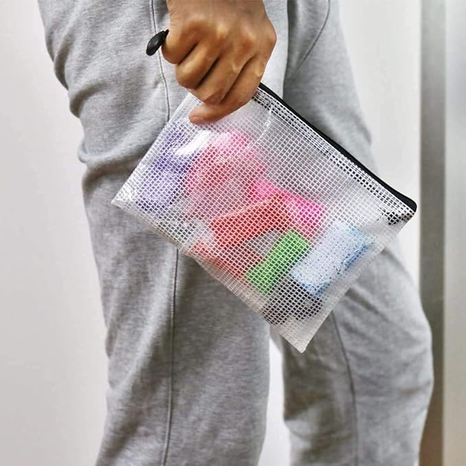 Oaimyy-11 x 14"-18 Pcs-Plastic Mesh Zipper Pouch Document Folders Bag Zip File - Image 7