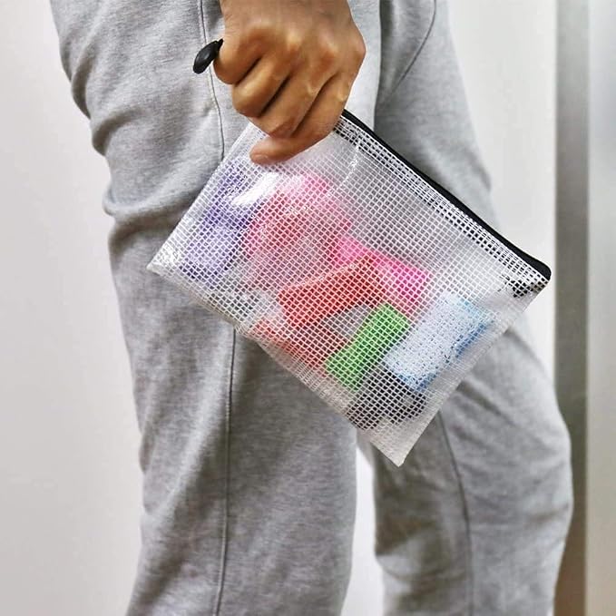Oaimyy-11 x 14"-18 Pcs-Plastic Mesh Zipper Pouch Document Folders Bag Zip File - Image 9