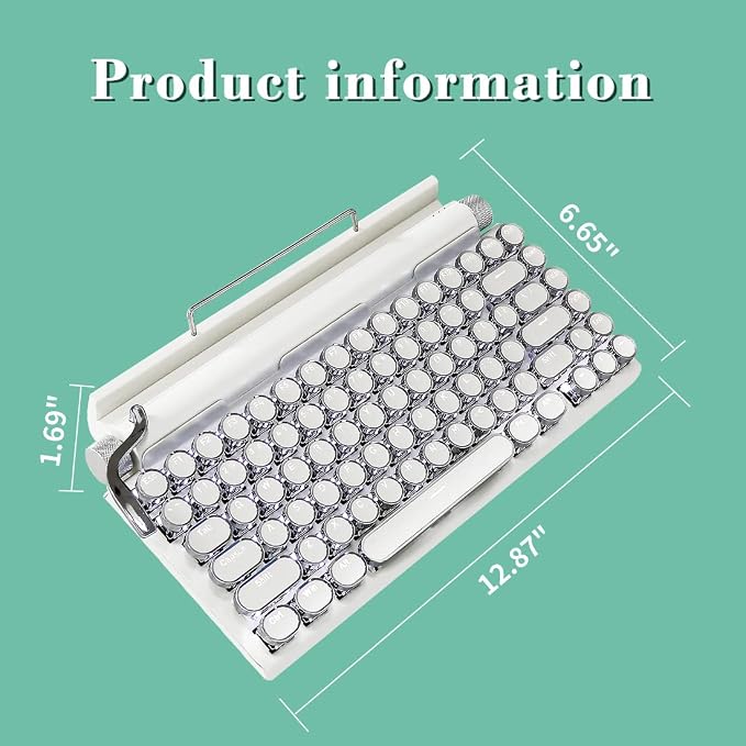Adventurers Retro Typewriter Keyboard, 75% Layout 83 Keys Wireless Keyboard - Image 6