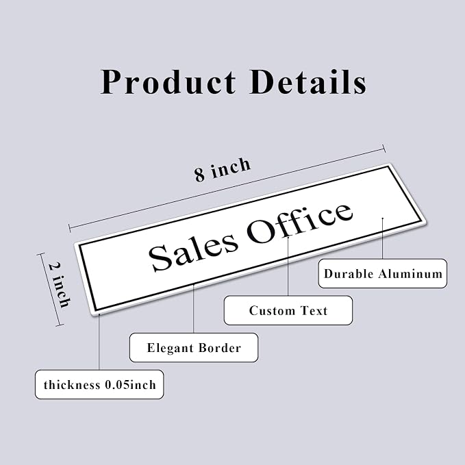 2" x 8" Personalized Office Aluminum Name Plates, Custom Elegant Name Plates - Image 4