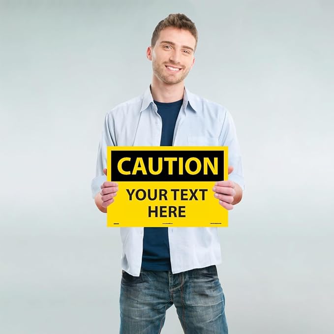 Custom OSHA Style Caution Sign 12" x 18" Adhesive Vinyl Sign, Customizable - Image 2