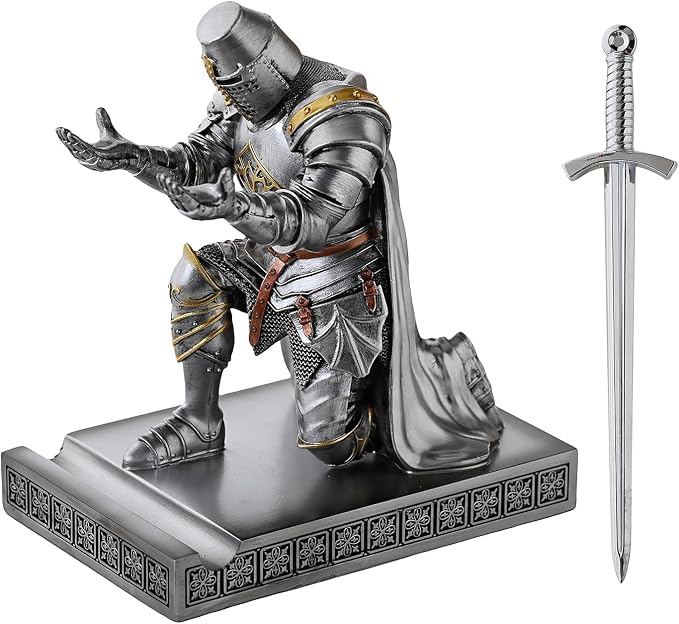 NCQIXIAO Medieval Templar Vanguard Officer Knight Pen Holder Pen Stand Desk - Image 2