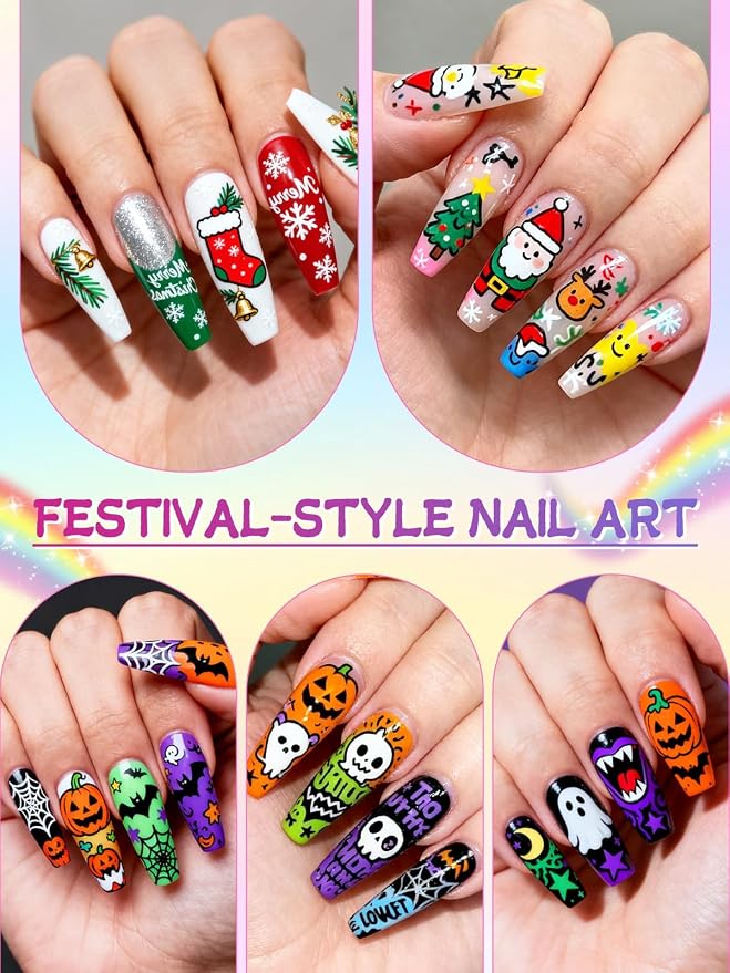 EBANKU Nail Art Pens Set, 12 Colors 3D Nail Polish Pens Acrylic Paint Pens Nail - Image 6