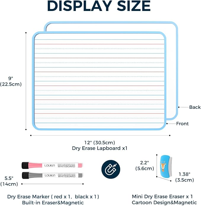 LOUKIN Small Dry Erase Lapboard, 9 x 12 Inch Double Sided, Seamless Frame Design - Image 2