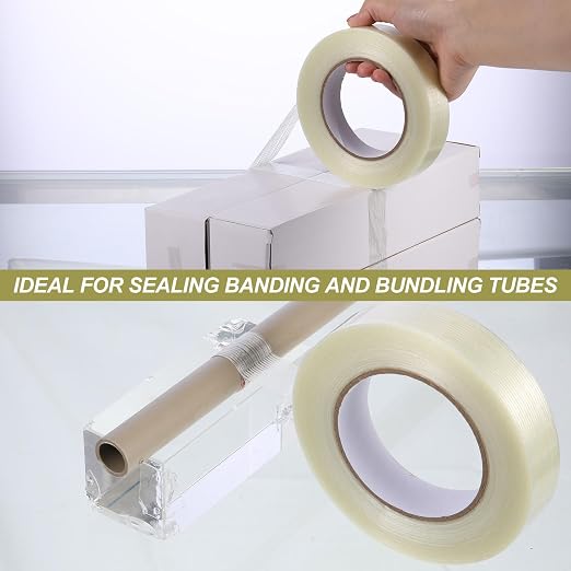 Treela 60 Rolls 1 Inch x 60 Yards Filament Strapping Tape 5.5 Mil Transparent - Image 4