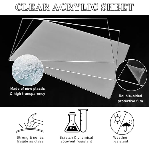 Roowest 2 Pcs 24 x 48 Inch, 1/8 Inch Thick Clear Acrylic Plexiglass Sheets - Image 3