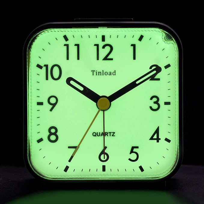 Tinload Small Battery Operated Analog Travel Alarm Clock Silent Non Ticking by Tinload