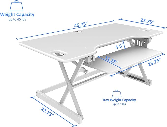 Rocelco 46" Large Height Adjustable Standing Desk Converter - Image 4