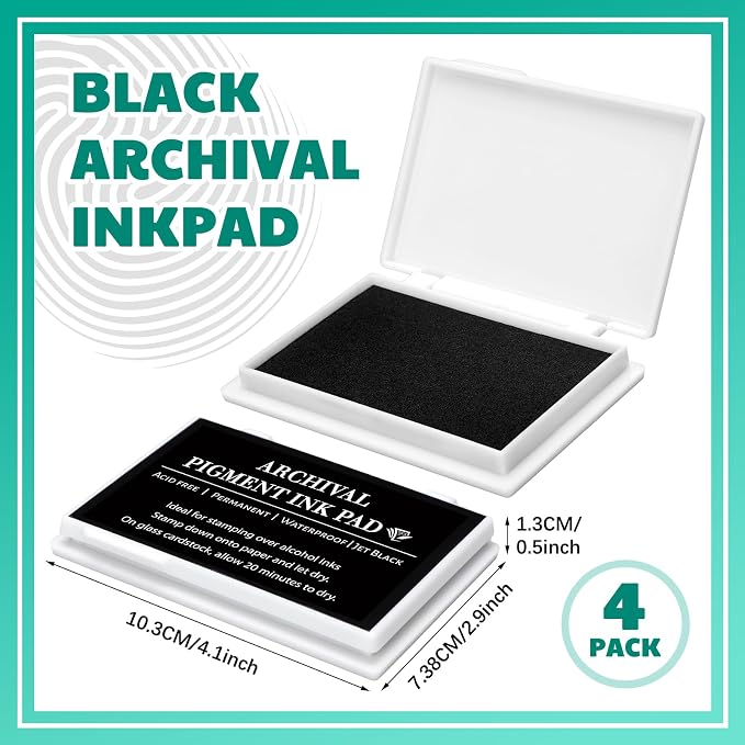 MotiMind 4 Pcs Black Archival Pigment Waterproof Ink Pad - Image 2