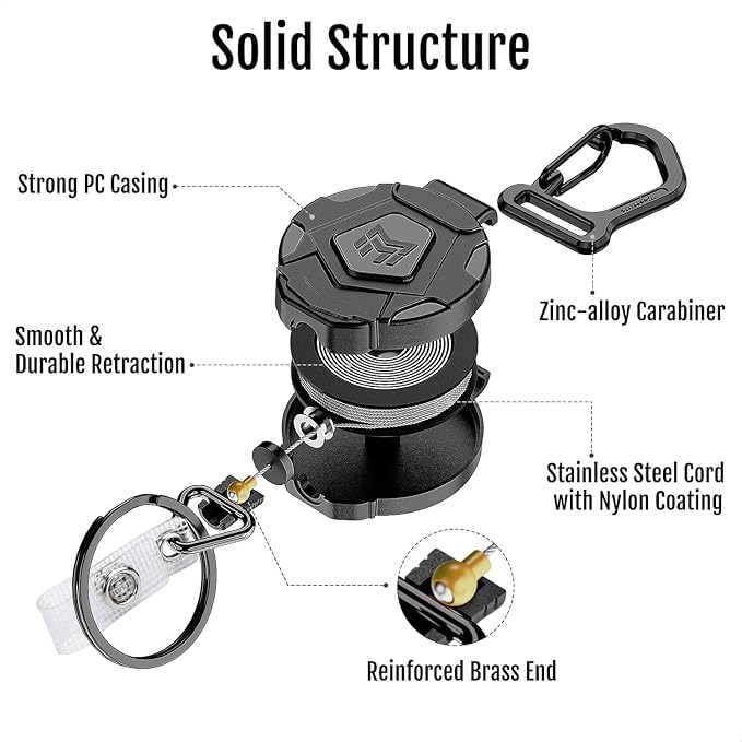 MNGARISTA Retractable Keychain, Heavy Duty Carabiner Badge Holder, Tactical ID - Image 4