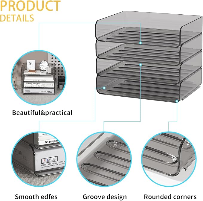 FANXIYQ 4-Tier Acrylic Paper Tray Organizer - Image 3