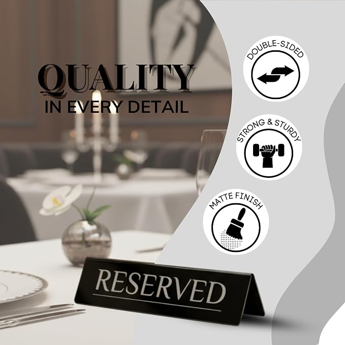 6 Reserved Table Signs – Black Stainless Steel - Image 6