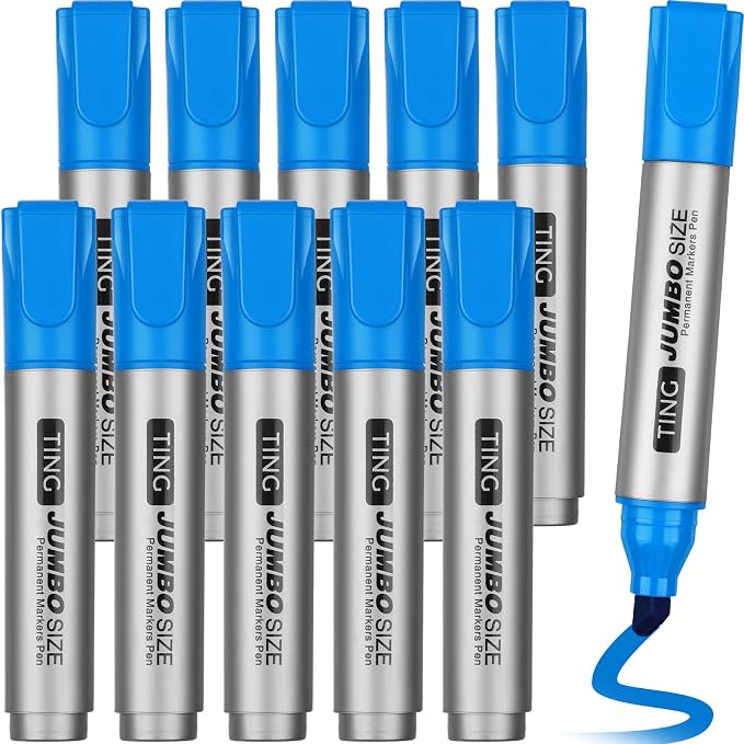 Fuutreo 10 Pack Jumbo Permanent Markers Bulk Large Chisel Tip Permanent Markers by Fuutreo