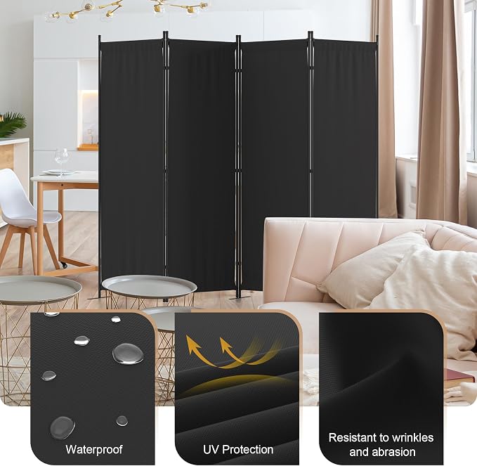 Kecreque Room Divider 4 Panel Partition Room Dividers & Folding Privacy Screens - Image 3