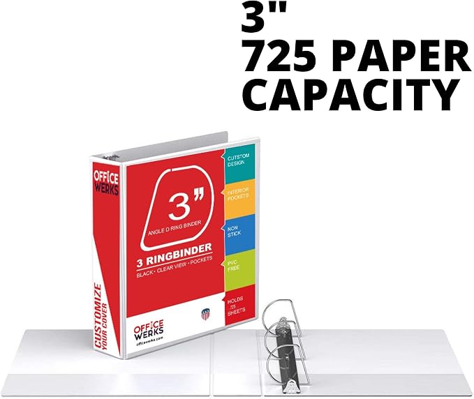 3 Inch 3 Ring Binder, Heavy Duty D-Ring, Holds 725 Sheets, Customizable Clear - Image 2