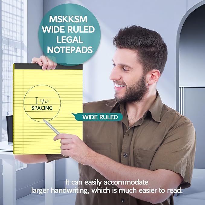 MSKKSM Legal Pads 8.5 x 11, 2 Pack Yellow Note Pads 8.5 x 11 Writing Pads - Image 3