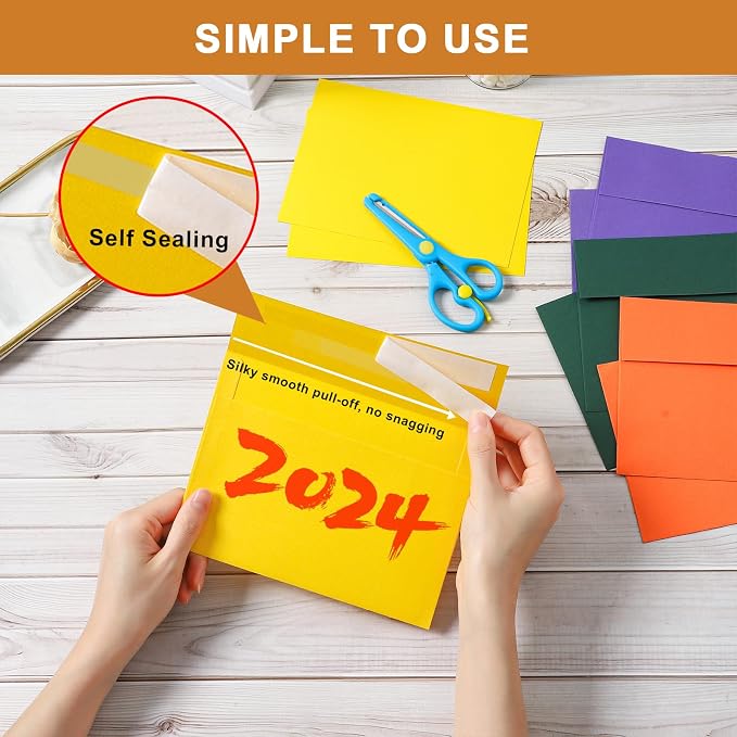 Silunkia 100 Packs 10 Assorted Colors Blank Note Cards and Envelopes 4.25 x 5.5 - Image 5