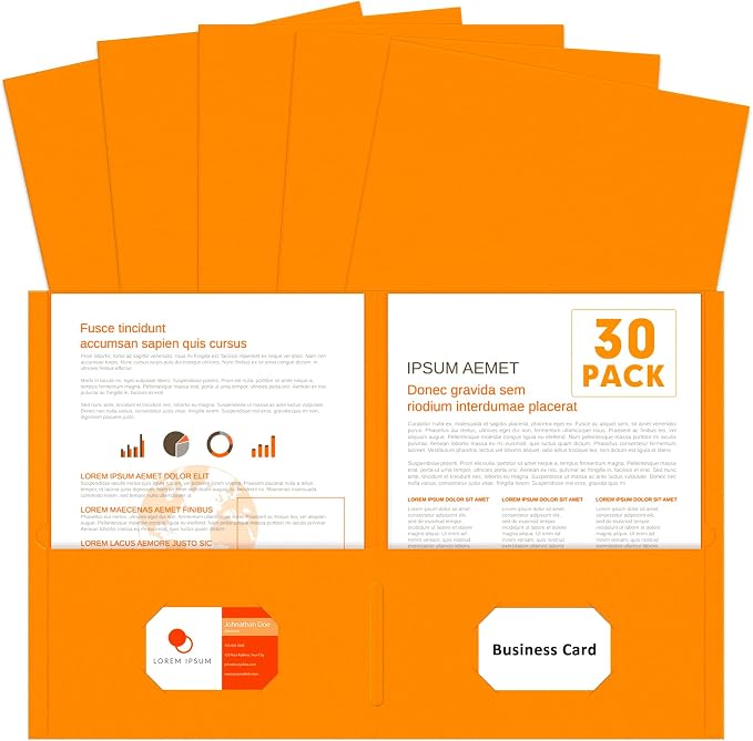 Two Pocket Folders, PANDRI 30 Pack 2 Pocket Folders, Letter Size Paper File by PANDRI
