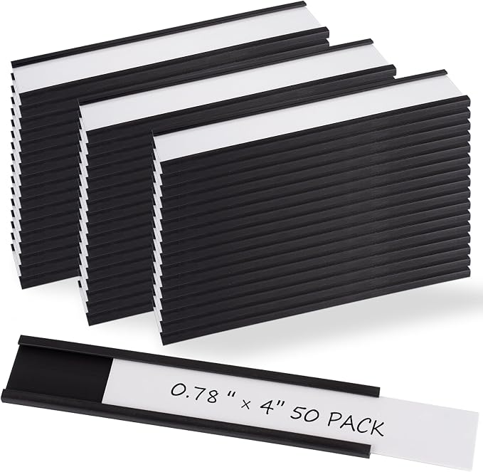Realth C Channel Magnetic Label Holders 50 Pack 0.78" x 4" by Realth