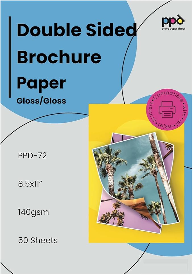 PPD Double Sided Photo Paper, Glossy Brochure Paper 8.5 x 11 by PhotoPaperDirect