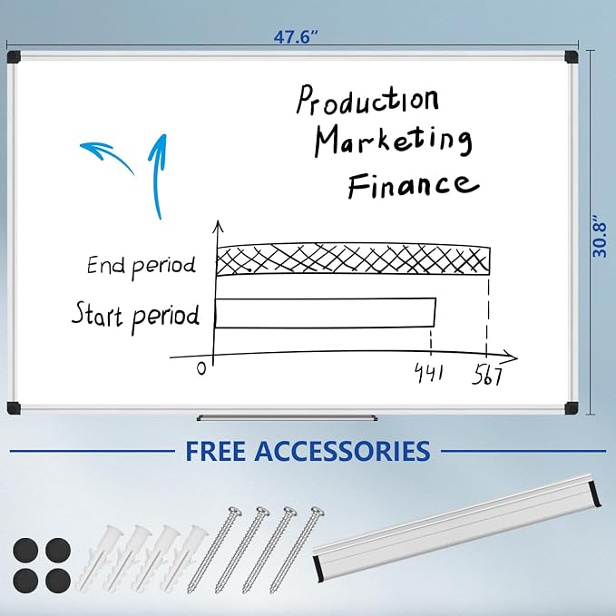 XBoard Magnetic Whiteboard 48 x 31 inch, Dry Erase Board - Image 3