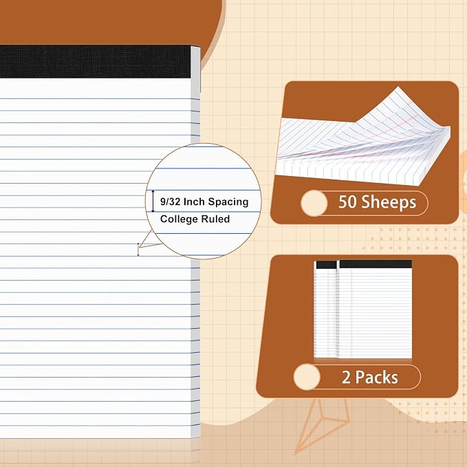 Legal Pads 8.5 X11, Narrow Ruled Notepads, 2 Pack, 50 Sheet/Pad, Tear Off - Image 2