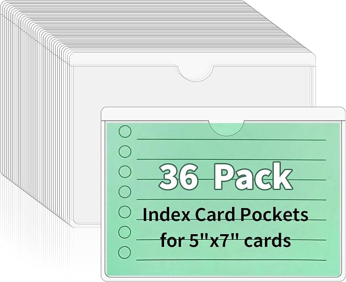 NIUBIER Storage Bin Labels, 36 Pack 5x7 Index Card Holder, Removable Tote by NIUBIER