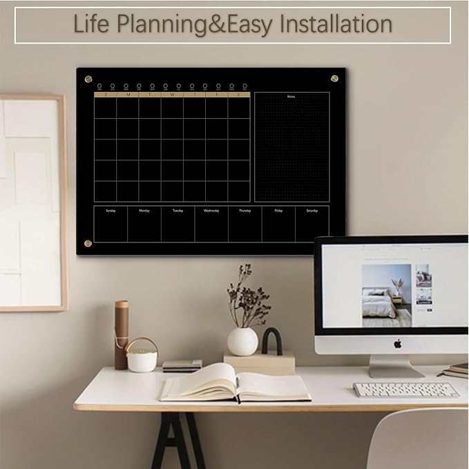 Black Glass 3-1 Monthly Dry Erase Calendar Whiteboard - Image 6