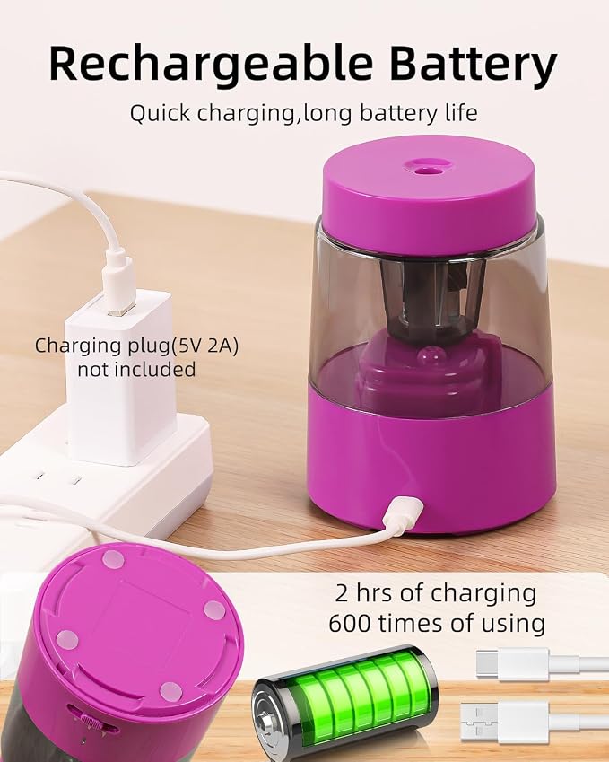 ZMOL Electric Rechargeable Pencil Sharpener, Automatic Pencil Sharpeners Kids - Image 5