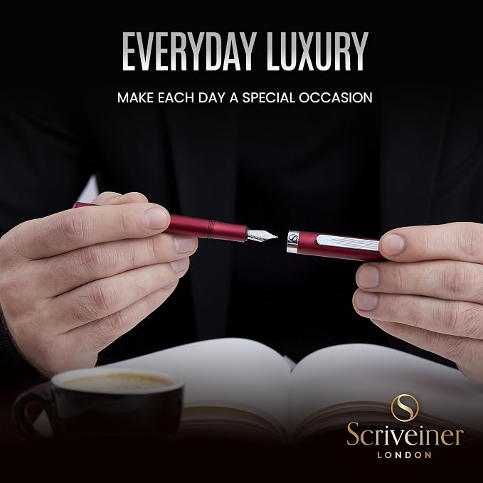 Scriveiner Luxury EDC Fountain Pen, Stunning Matt Red Pocket EDC - Image 8