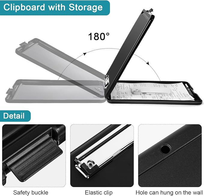 Epakh 12 Pcs Clipboard with Storage Bulks Plastic Storage Foldable Nursing - Image 3
