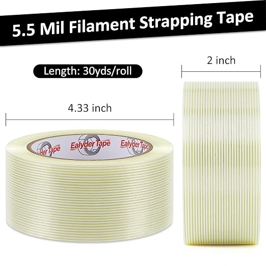 Ealyder Tape 2 Inch x 30 Yards Transparent Reinforced Fiberglass Tape – 5.5 Mil - Image 2