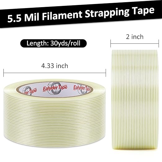 Ealyder Tape 5 Pack Transparent Reinforced Fiberglass Tape – 2 Inch x 30 Yards - Image 2