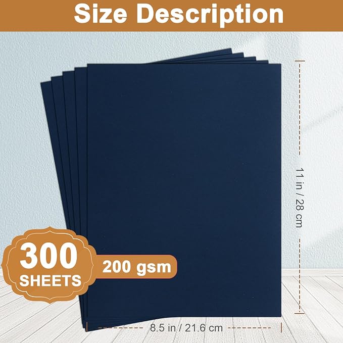 Silunkia 300 Sheets Navy Blue Cardstock 8.5 x 11 Crafts Paper, 75lb Heavyweight - Image 2