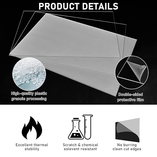 Roowest 3 Pcs 24'' x 36'', 1/8 Inch Thick Clear Acrylic Sheet Panels - Image 4