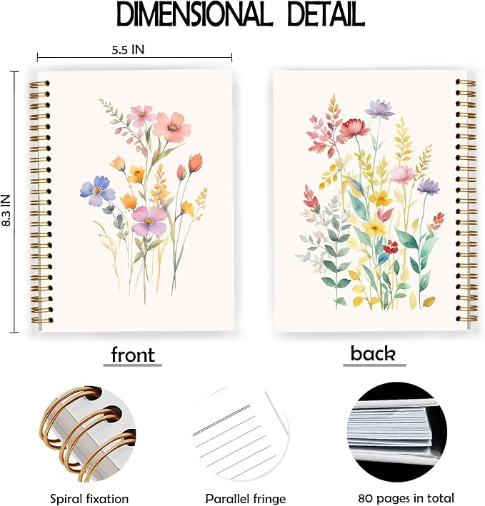JWVK Vintage Wild Flower Botanical Plant Notebook 04, Rustic Spring Floral - Image 2