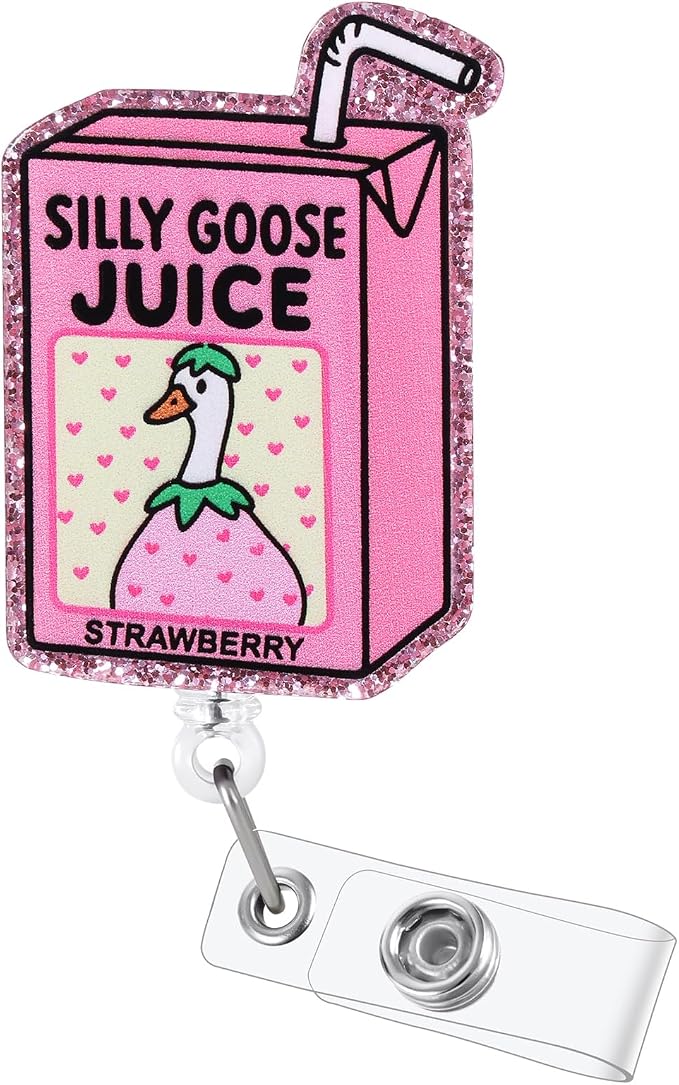 Silly Goose Juice Funny Badge Reel, Retractable ID Card Badge Holder, Office by BVIIE