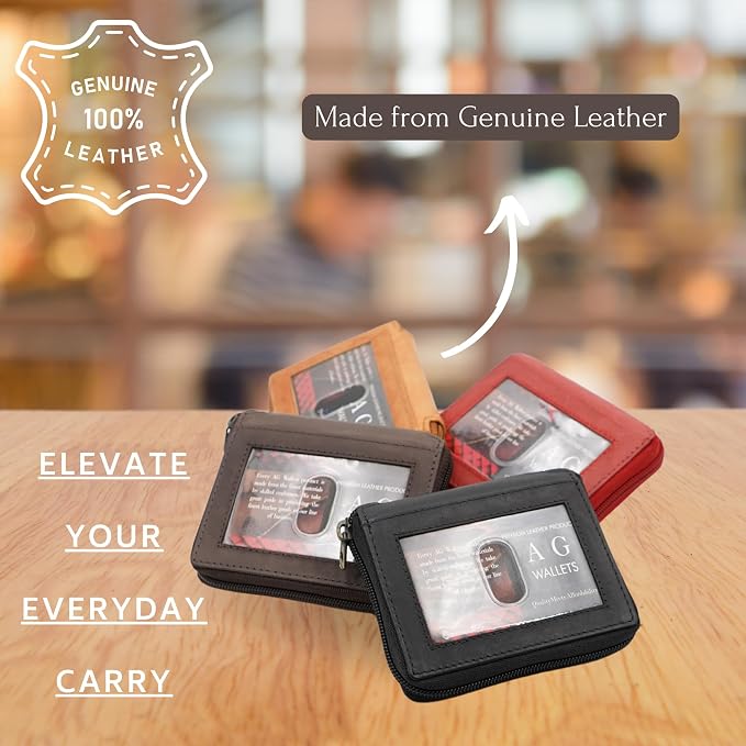 ag wallets Mens Zip Around Leather Wallet - Image 7