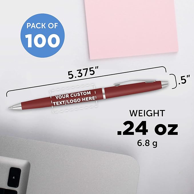 DISCOUNT PROMOS Custom Langham Ballpoint Pens Set of 100, Personalized Bulk Pack - Image 5