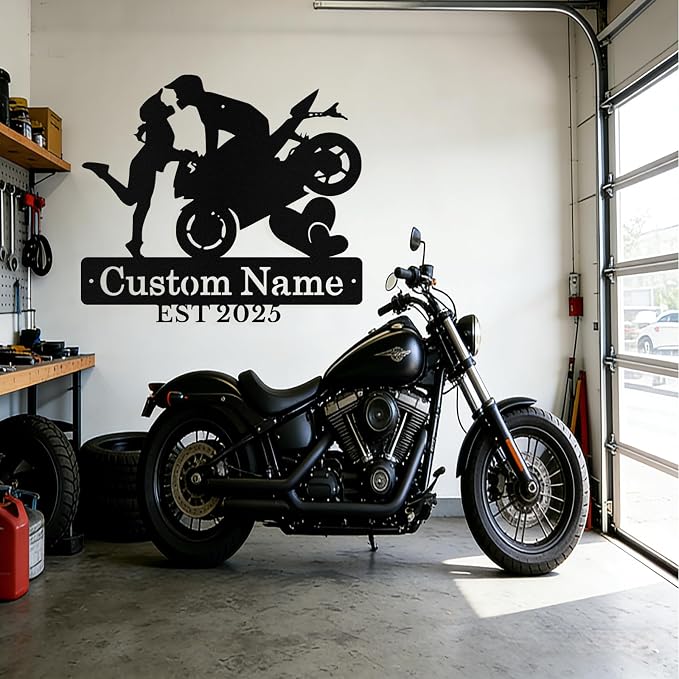 Custom Motorcycle Couple Metal Signs Personalized Biker Couple Name Sign Custom - Image 8