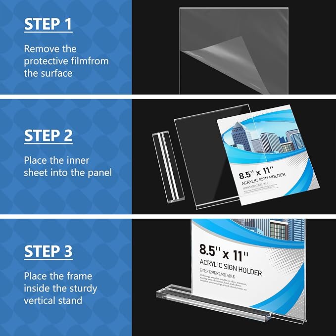 Eocnrhe Acrylic Sign Holder 8.5 x 11 6 Pack, Double-Sided Clear Sign Holder - Image 5