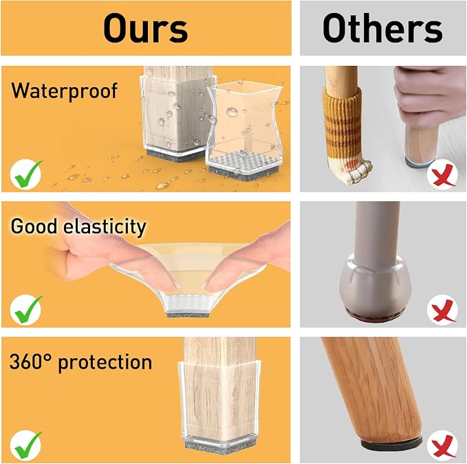 Clear Square Chair Leg Protector - Image 5