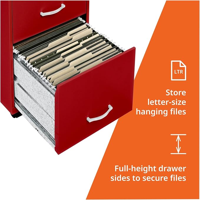 LYS SOHO Box/File/File Mobile Red File Cabinet, 3 Drawer - Image 5