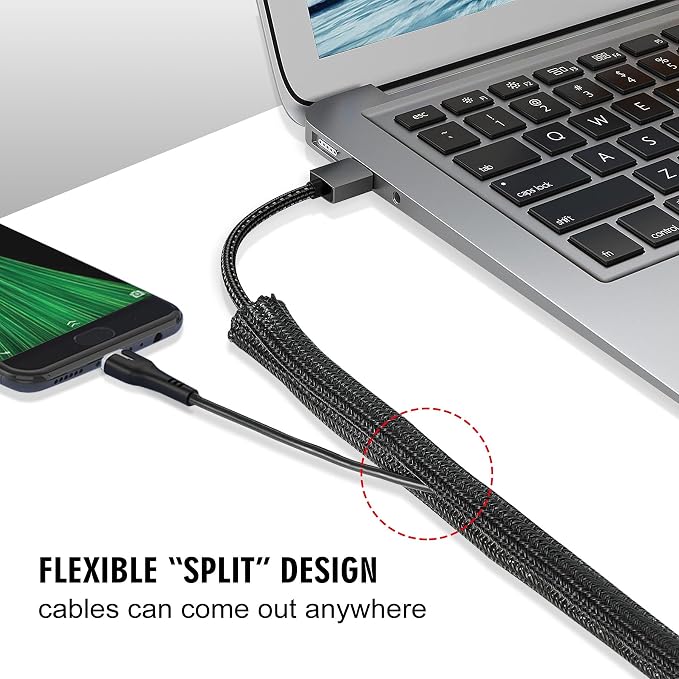 Moxita 10ft - 1/2 inch Cord Protector Cable Sleeve Split Wire Loom Tubing - Image 3