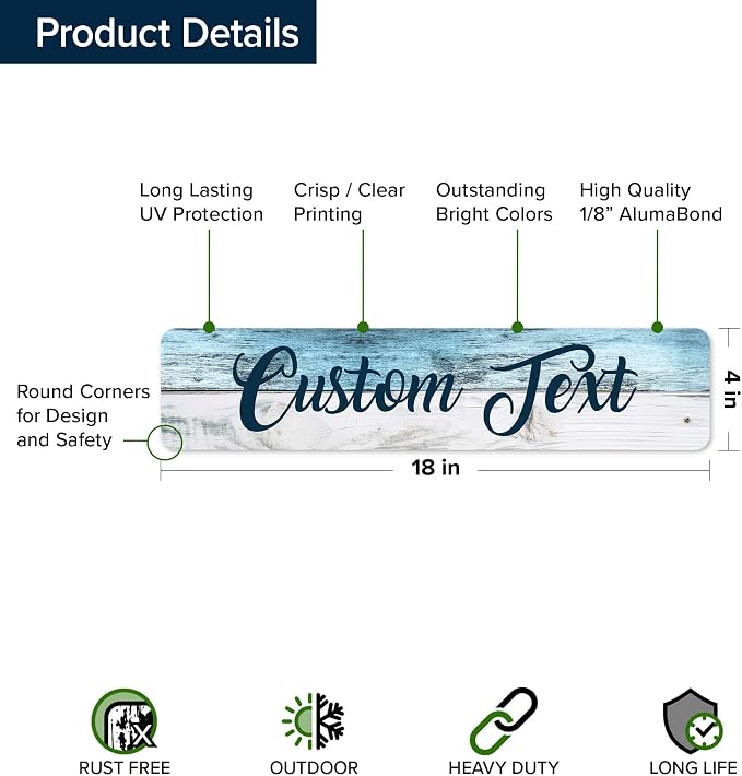 Custom Sign, Custom Street Sign, 11 Font Colors, 13 Font Styles, 4 Hole Options - Image 6