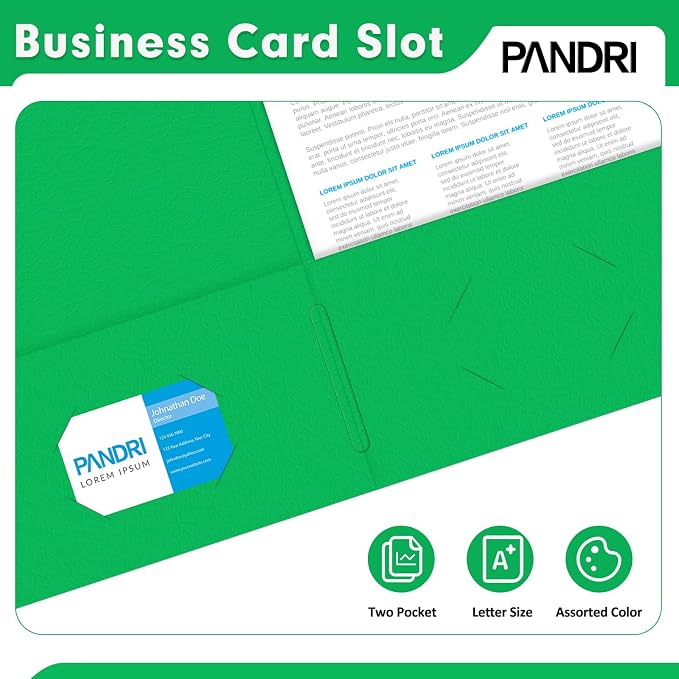 Two Pocket Folders, PANDRI 75 Pack 2 Pocket Folders, Letter Size Paper File - Image 3