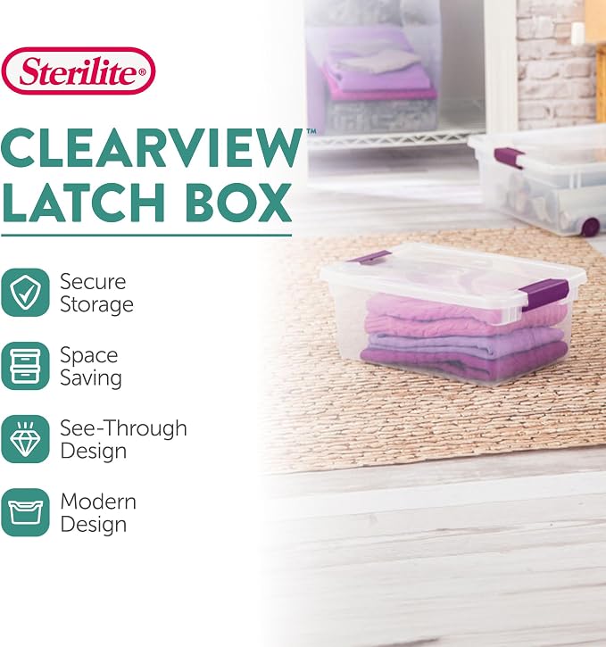 STERILITE 15 Qt ClearView Latch Storage Box, Stackable Bin - Image 2