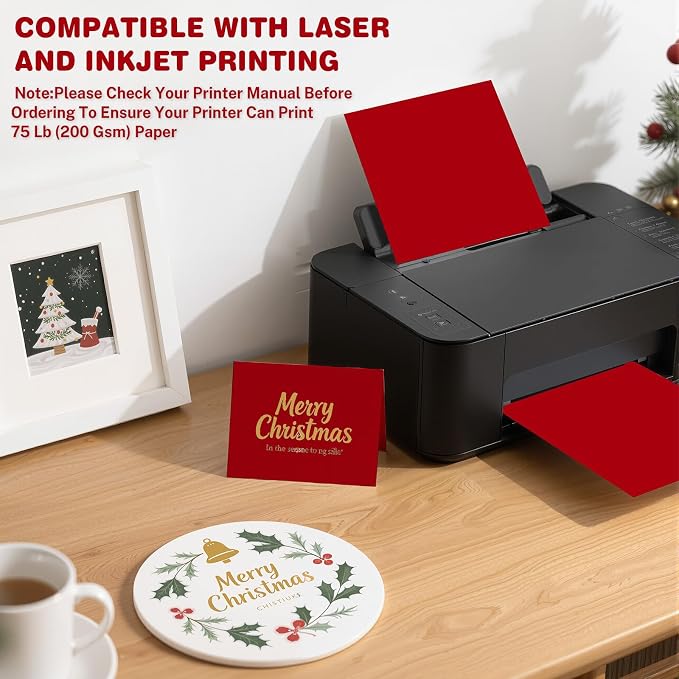 Cardstock 8.5 X 11, 80 Sheets Christmas Red Card Stock, 75lb/ 200gsm Copy Paper - Image 4