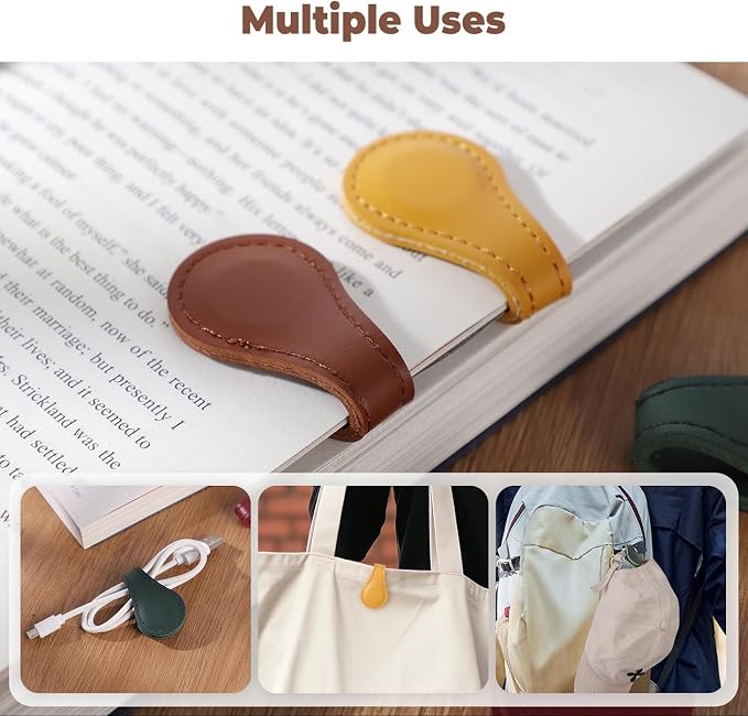 Personalized Magnetic Leather Bookmark, 26 Letters Custom Leather Bookmarks - Image 7